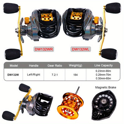 Ambidextrous Fishing Reel – Left & Right Hand Casting Reel, Aluminum Alloy, High-Performance Bearings, Freshwater & Saltwater, Compact Sporty Design