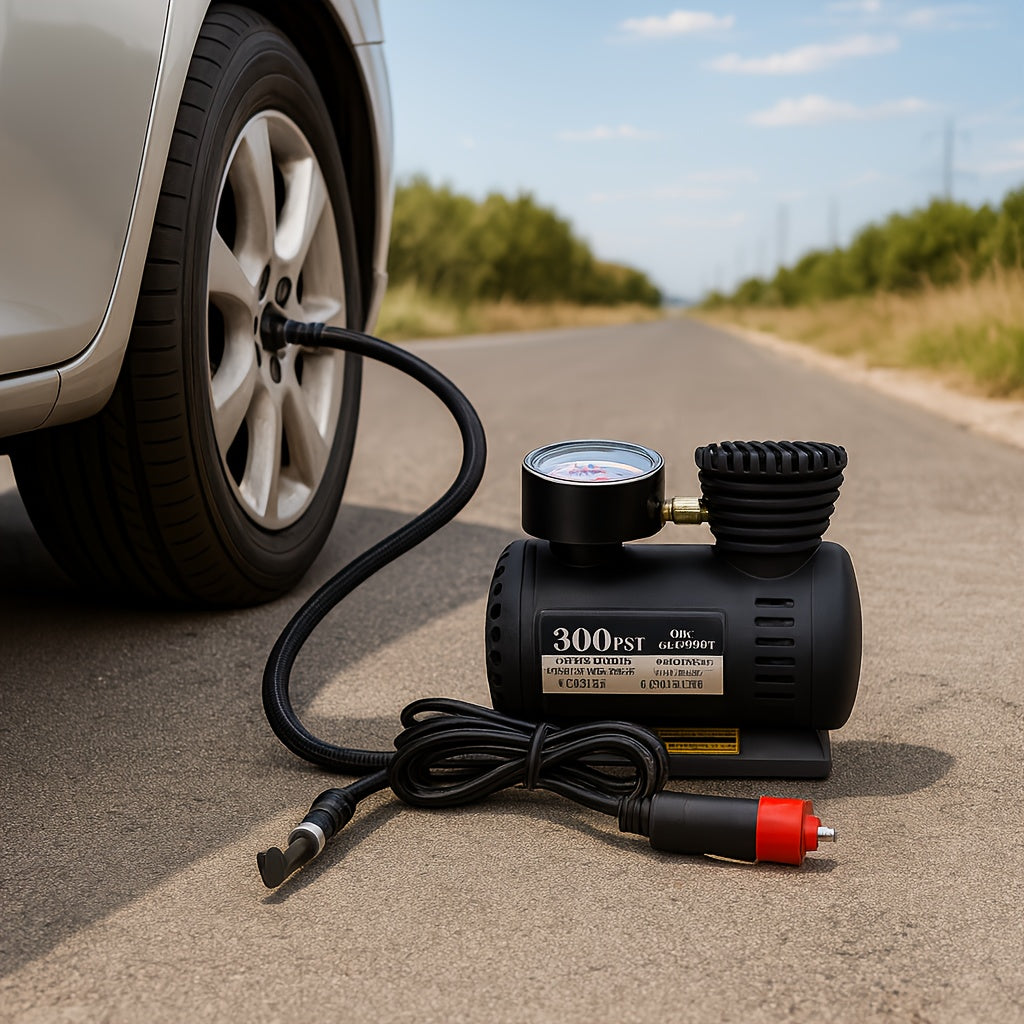 12V 300 PSI Compact Air Compressor Pump – Portable Car Tire Inflator for Cars, Bikes, Motorcycles & Balls, Plugs into Car Cigarette Lighter, No Battery Needed | Velora