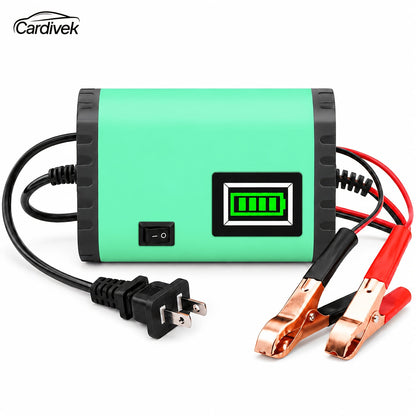 12V Smart Car Battery Charger and Maintainer, Intelligent Trickle Charger with Desulfurization & Temperature Compensation for 2Ah-100Ah Batteries – Compatible with Car, Truck, Motorcycle & Lawn Mower