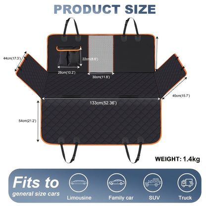 Heavy Duty Dog Car Seat Cover Waterproof Non-Slip Backseat Protector Scratch-Proof Spill-Proof Nylon Pet Seat Cover SUV Sedan Truck Side Flap Door Protection Easy Install Machine Washable