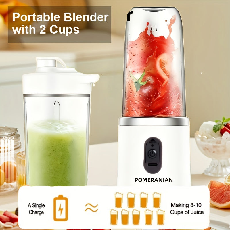 Portable Personal Blender Juicer 1500mAh USB Rechargeable – Food Grade ABS Double Cup Fruit & Vegetable Smoothie Maker, Multifunctional Mini Juicer for Home, Travel & Gym, Gift Box Included