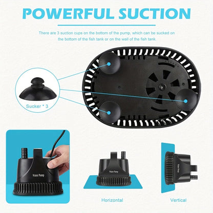800GPH Submersible Water Pump 40W Fountain Pump with 7Ft Power Cord and Filter Bag for Aquarium Fish Tank Pond Waterfall Hydroponics Water Table Sump Pump