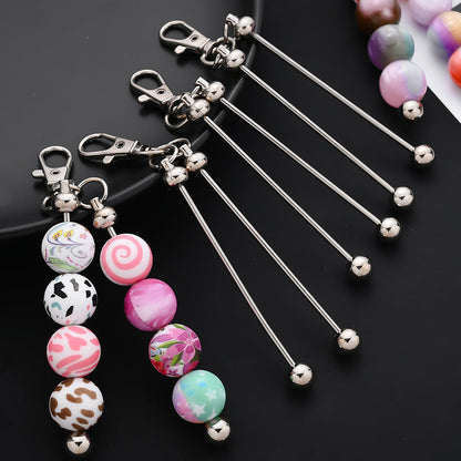 20pcs Beadable Keychain Making Kit for Women – DIY Double Blank Bar Key Rings with Lobster Clasp for Bag Pendant, Wedding, Party, Graduation, Back to School & Holiday Gift Craft Set