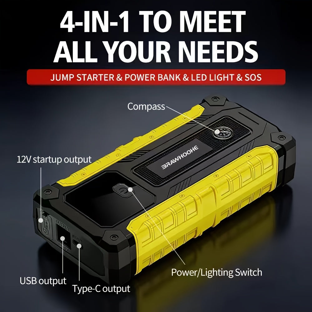3000A Car Jump Starter 9-in-1 with Built-In Tire Inflator, USB Ports & LED Emergency Light – 12V Portable Wireless Battery Booster for Cars, Trucks & SUVs – Roadside Emergency Tool – Velora
