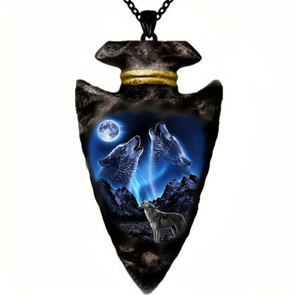Wolf Head Totem Pendant Necklace for Men 6pcs Set Gothic Viking Animal Charm Jewelry Halloween Birthday Gift Stainless Steel