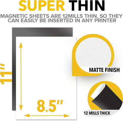 Printable Magnetic Sheets Flexible Non-Adhesive Matte – 6"x8" & 8.5"x11" Inkjet & Laser Compatible Magnet Paper for Photo Magnets, Car Magnets & DIY Crafts, 10 / 15 / 20 Pack