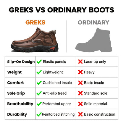 GREKS Men's Hand Stitched Slip-On Ankle Boots Casual Moccasin Chukka Loafers Non-Slip Sole for Outdoor Hiking Driving Daily Wear – Comfortable Lightweight Men's Shoes