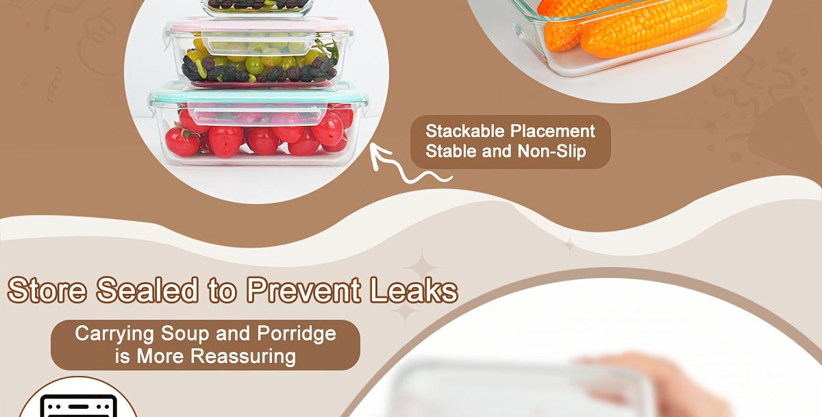 Glass Food Storage Containers with Lids 16-Piece Set (8 Containers + 8 Lids), Airtight Meal Prep Containers Microwave Oven Freezer Safe, Lunch Boxes for Salads Fruits Vegetables Sandwiches Leftovers