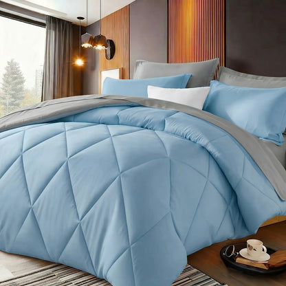 Quilted Comforter Set Twin Queen King Size – Soft Diamond Pattern Quilt with Pillowcases Ultra-Fine Fiber Fill Lightweight Breathable All-Season Bedding 2/3 Piece Multiple Colors