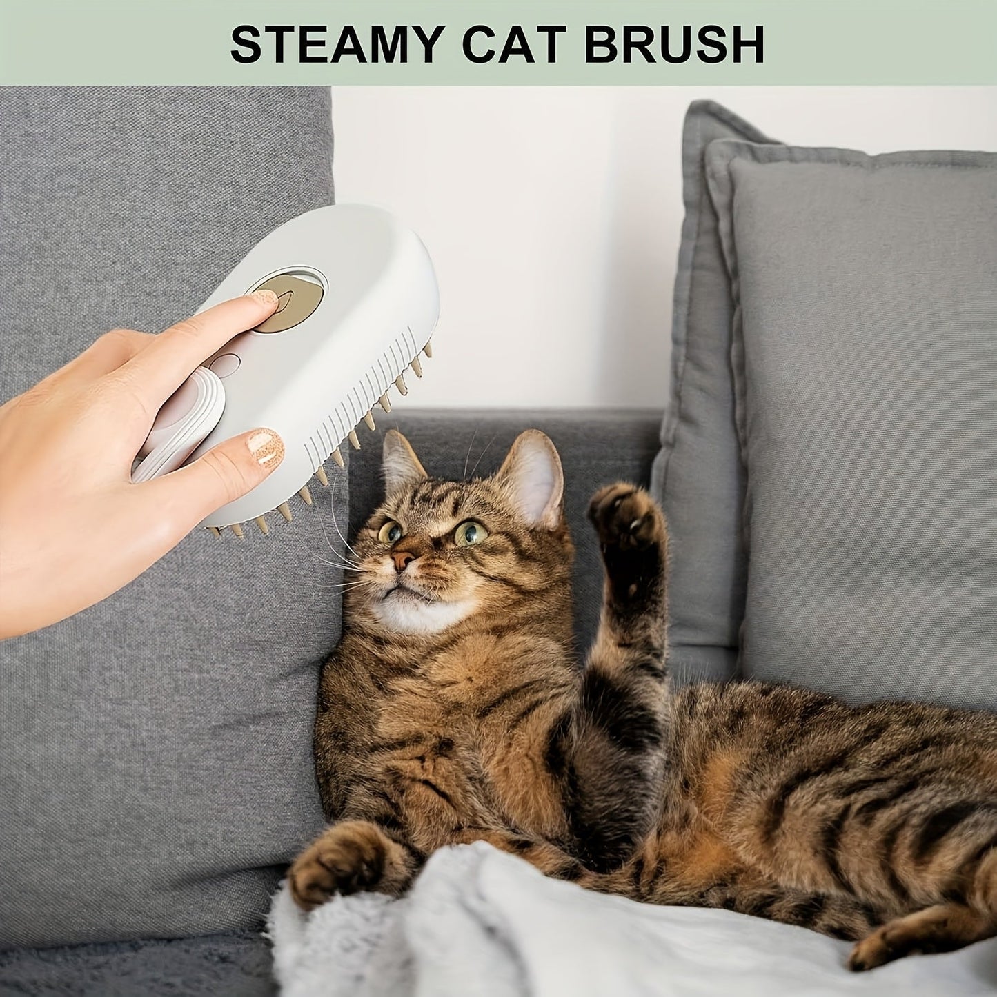 3-in-1 Self-Cleaning Pet Grooming Brush with Steam Spray & Shedding Control for Cats & Dogs USB Rechargeable Silicone Rubber Bristles – 2026 New Model