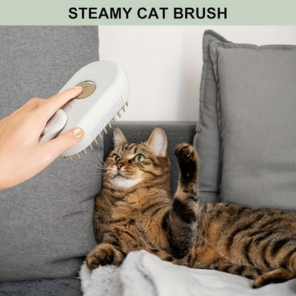 3-in-1 Self-Cleaning Pet Grooming Brush with Steam Spray & Shedding Control for Cats & Dogs USB Rechargeable Silicone Rubber Bristles – 2026 New Model