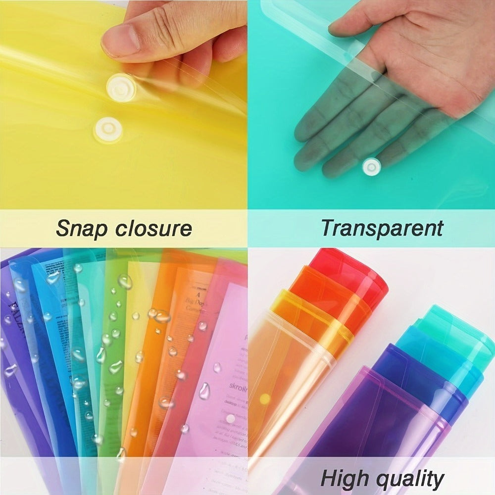 24-Pack Plastic File Folders with Snap Buttons – A4 & Letter Size, Durable PP Document Organizers in Assorted Colors for School, Home & Office Filing
