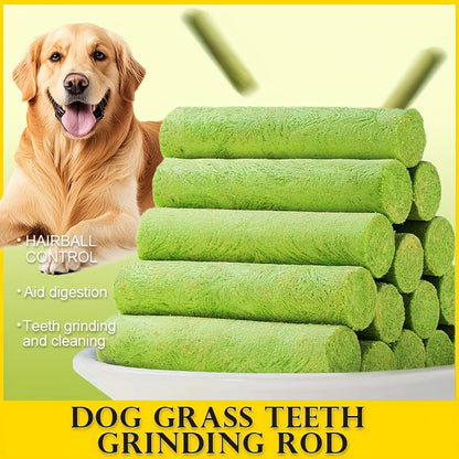 15pcs Dog Grass Stick Chews – Natural Teeth Cleaning Chewable Treats, Breath Freshener, High Fiber Digestive Health Snack Made with Grass & Meat – Healthy Dog Treat for All Breeds