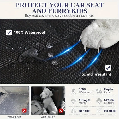 Dog Car Seat Cover Pet Hammock – Scratchproof Nonslip Backseat Protector with 4 Storage Bags & Side Flaps for Cars, Trucks & SUVs