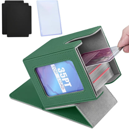TCG Deck Box 100+ Double Sleeved Cards Commander Display Card Storage Case with 2 Dividers Top Sleeve Compatible with MTG Magic the Gathering Pokemon Yu-Gi-Oh Trading Card Game Black Gray Blue Purple Green
