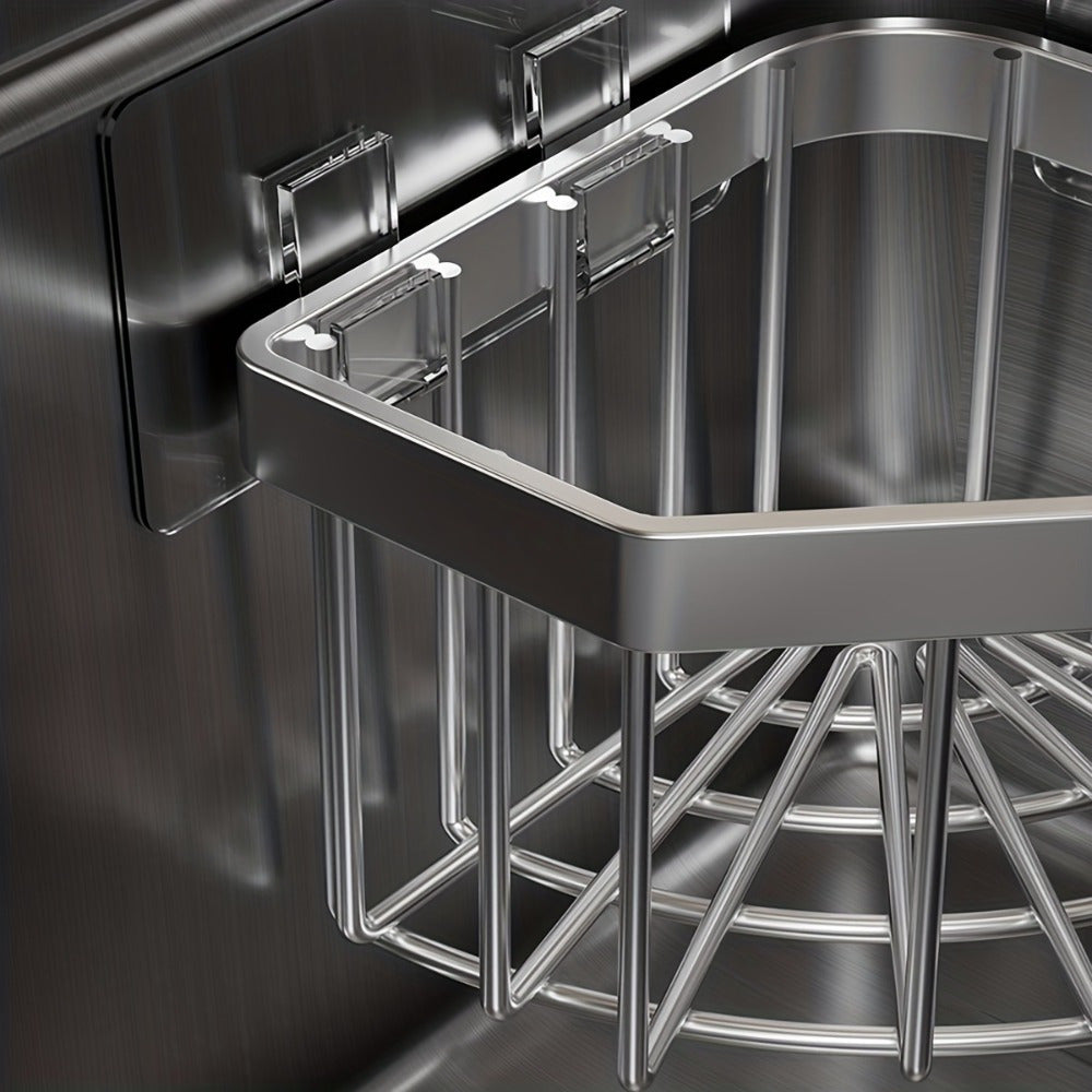 Stainless Steel Kitchen Sink Organizer – Hanging Faucet Drain Rack, Space-Saving Sponge Holder for Sponge, Brush, Towel & Scrubbers, Rust-Resistant, Kitchen & Bathroom Counter Organizer