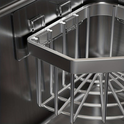 Stainless Steel Kitchen Sink Organizer – Hanging Faucet Drain Rack, Space-Saving Sponge Holder for Sponge, Brush, Towel & Scrubbers, Rust-Resistant, Kitchen & Bathroom Counter Organizer
