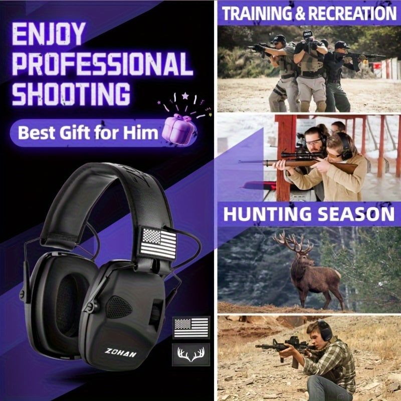 Electronic Shooting Ear Protection Earmuffs NRR 23dB – Noise Cancelling Hearing Protection with Sound Amplification, Adjustable Headband, ANSI Certified for Shooting, Hunting, Mowing & Industrial Use