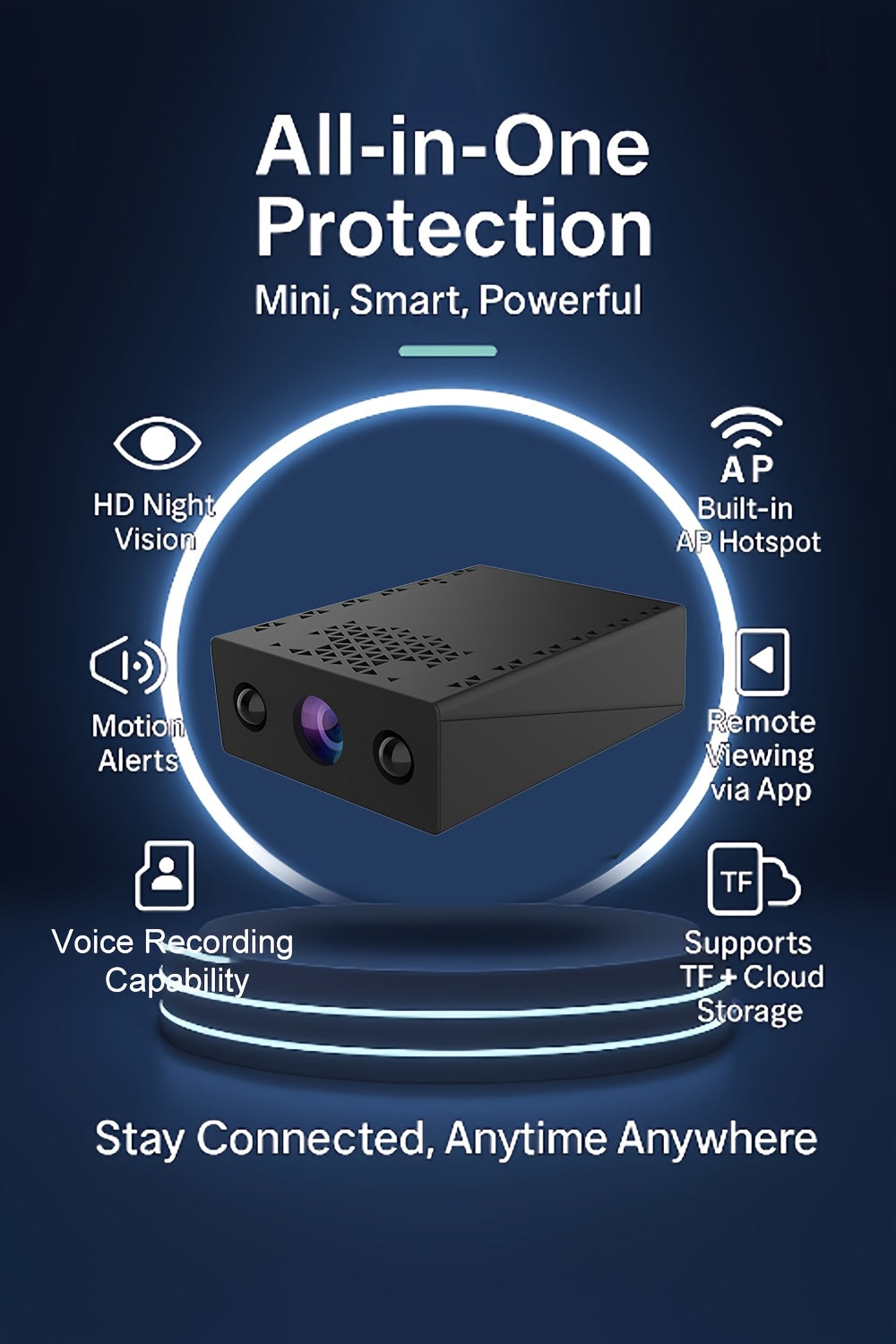 1080P Mini Wireless Security Camera – Night Vision, Motion Detection, Built-In AP Hotspot, No Internet Needed, Voice Recording, Cloud Storage, Easy Install for Home, Garage, Baby & Pet Monitoring