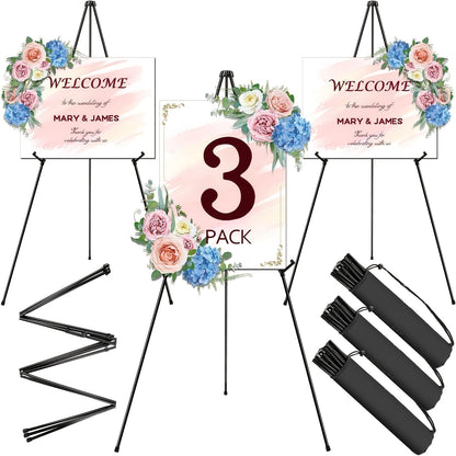 63 Inch Portable Tripod Easel Stand Foldable with Carrying Bag – Adjustable Metal Floor Easel for Wedding Signs Posters Art Painting Trade Shows and Events – Holds Up to 10 lbs