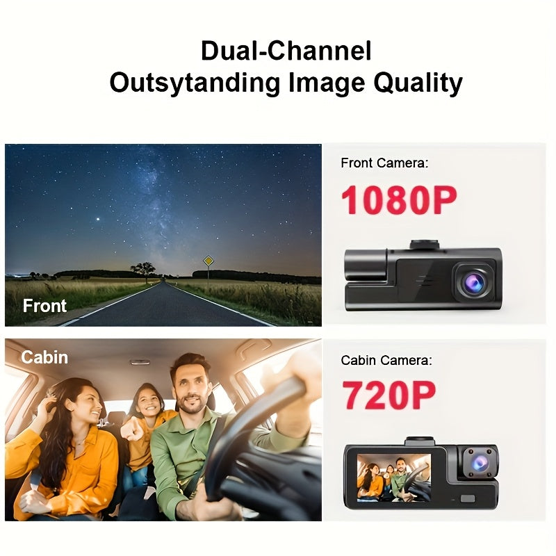 Dash Cam 2 & 3 Camera 1080P Front 720P Rear | Infrared Night Vision, 170° Wide Angle, WiFi, Loop Recording, G-Sensor, 32GB, 24H Parking Mode – Front and Rear Car Camera for All Vehicles