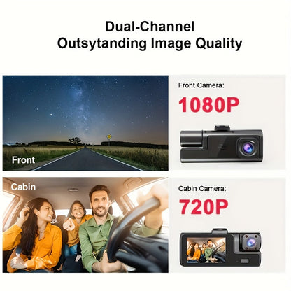Dash Cam 2 & 3 Camera 1080P Front 720P Rear | Infrared Night Vision, 170° Wide Angle, WiFi, Loop Recording, G-Sensor, 32GB, 24H Parking Mode – Front and Rear Car Camera for All Vehicles