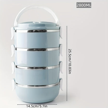 Stainless Steel Insulated Lunch Box Set 2/3/4 Layer – Stackable Bento Box with Lid, 47oz Leakproof Cylindrical Food Container for Office, School, Camping, Picnic & Outdoor Use
