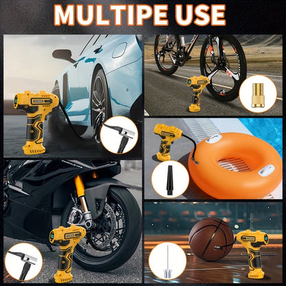 Portable Air Compressor Tire Inflator – 150 PSI Cordless Handheld Pump with Auto-Shutoff, Digital Pressure Gauge, LED Light, Rechargeable Battery for Car, Motorcycle, Bike, Ball | Velora