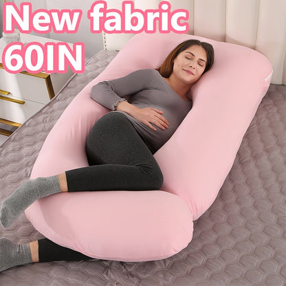 J-Shaped Maternity Pillow Full Body Pregnancy Pillow with Pillowcase – Back, Leg & Tummy Support for Comfortable Sleep, 41" & 60" Sizes, Multiple Colors & Fabrics, Great Baby Shower Gift