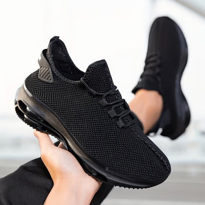 Men's Breathable Knit Running Sneakers with Air Cushion Sole – Lightweight Lace-Up Trail Sports Shoes for Spring & Summer, 4 Colors, US Sizes 6.5–13