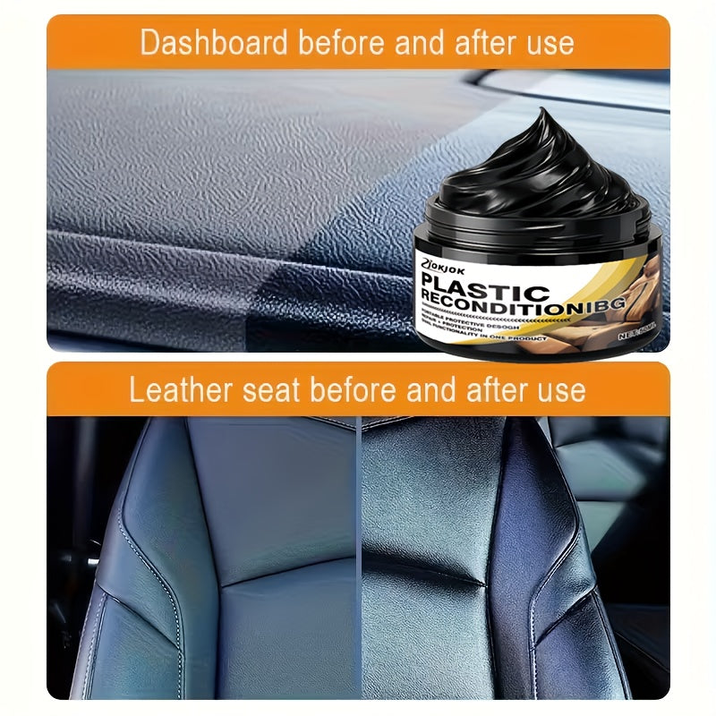 Car Plastic Restorer & Tire Brightening Cream – Universal Auto Refurbishing Cream for Dashboard Interior Trim Tires, Prevents Aging & Fading, Long-Lasting Shine & UV Protection for All Vehicles