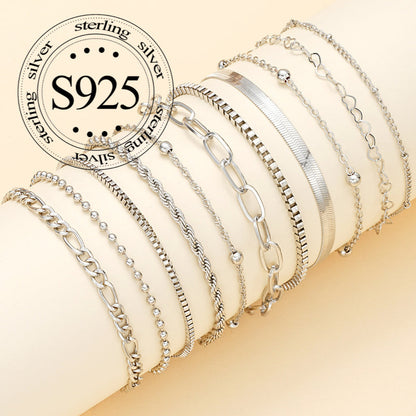 11 Piece 925 Sterling Silver Snake Chain Bangle Set for Women – Bohemian Stackable Twisted Bracelets, Vintage Holiday Jewelry Gift Set for Her
