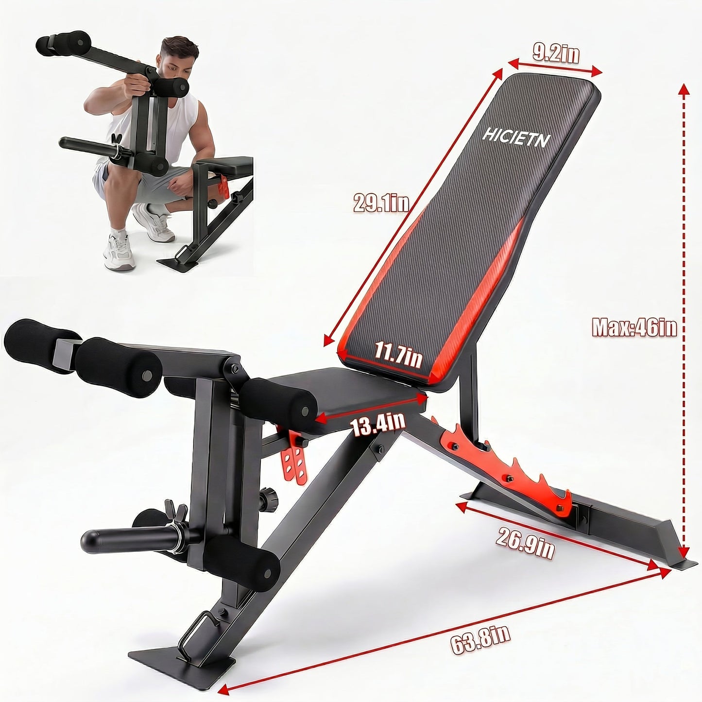 Adjustable Weight Bench Press Set with Squat Rack – 1200LBS Foldable Home Gym Equipment, Full Body Workout Station with Leg Developer & Preacher Curl Pad for Strength Training