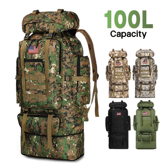 100L Tactical Backpack Large Capacity Molle Hiking Backpack with Multiple Compartments & Ergonomic Straps - Heavy Duty for Camping, Travel, Trekking & Outdoor Adventures