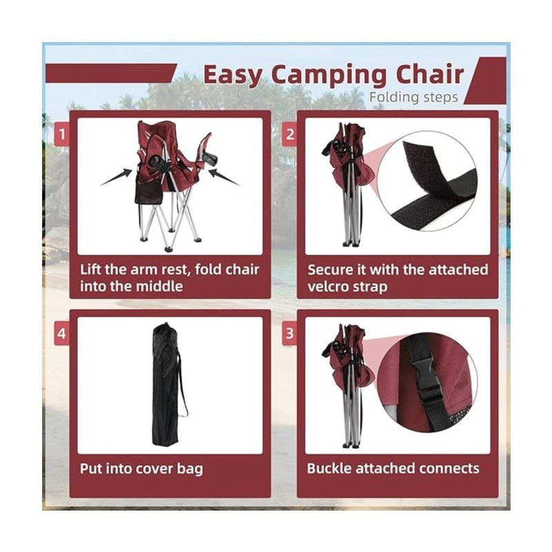 Folding Camping Chair with Tilting Canopy Sunshade – 225LBS Capacity, 22.8" Wide Seat, Mesh Cup Holder & Carry Bag, Portable Beach Lawn Chair for Camping, Hiking & Outdoor Events – 9 Color Options