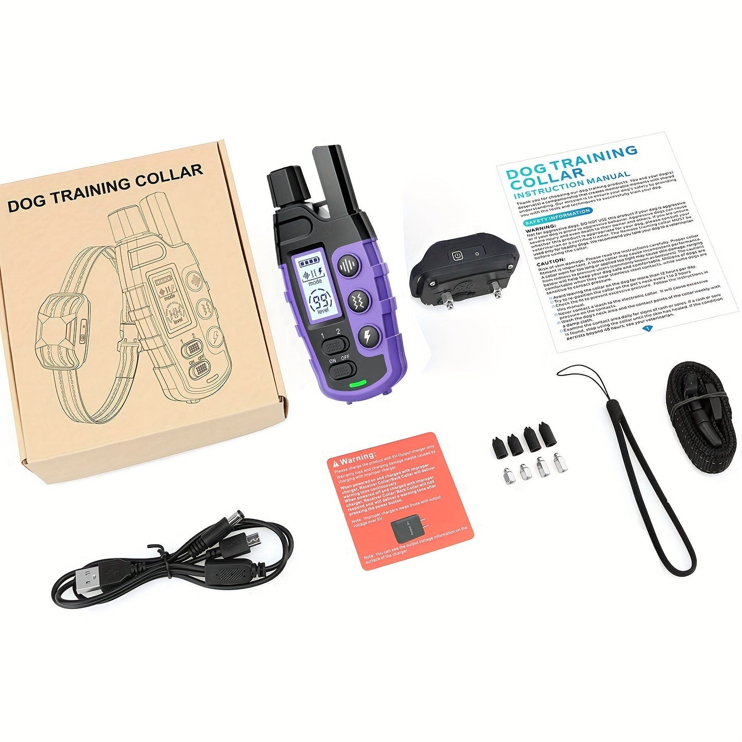 Dog Training Collar with Remote – 4150ft Range, Shock Vibration & Beep Modes, Rechargeable E-Collar for Small to Large Dogs 5-150lbs, 1 Dog & 2 Dog Options, Purple