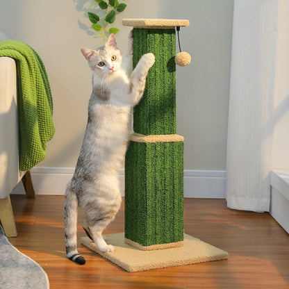 Cat Tree Tower Multi-Tier Sisal Scratching Post with Hanging Toys for Indoor Cats, Sturdy Cat Climbing Tower Activity Center for Energetic Cats, Available in Grey and Black