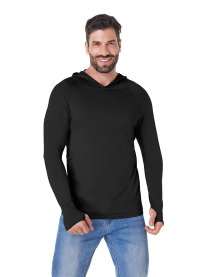 5 Pack Men's Long Sleeve Fishing Shirts with Hood – Lightweight Athletic Rash Guards, UPF Sun Protection Hoodies for Fishing, Hiking & Outdoor Sports, Sizes S-XXL, 3 Color Sets