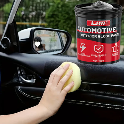 KJM Automotive Plastic Restorer & Whitening Cream 150g with Sponge – All-in-One Dashboard, Tire & Seat Restorer, Car Interior Polish, Upholstery Care, Long-Lasting Gloss & UV Protection