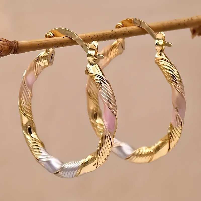 14K Gold Plated Earrings Set 4 Pairs for Women – Hoop Stud and Pendant Mix Durable Circle Earrings for Daily Wear Parties Year-Round Versatile Jewelry Gift