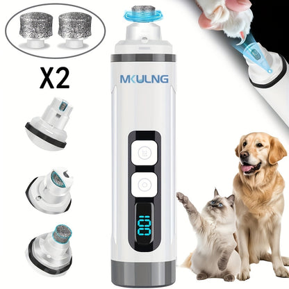 Quiet Dog Nail Grinder with LED Light – 3-Speed Rechargeable Electric Pet Nail Trimmer Kit, Painless Paw Grooming for Small Medium Large Dogs & Cats