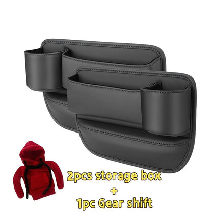 Car Seat Gap Filler Organizer with Gear Shift Cover – PU Leather, Multifunctional Storage Box for Phone, Keys, Cards, Cups & Wallet, Easy Install, Fits All Cars