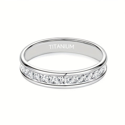 S925 Sterling Silver Sparkling Moissanite Ring for Men Women – Unisex Stylish Versatile Band, Sizes 5-13, Perfect for Weddings, Engagements, Couples & Christmas Gift