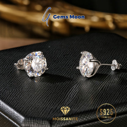 Moissanite Stud Earrings D Color VVS1 S925 Sterling Silver – Hand-Set, GRA Certified, 1CT-6CT, Velvet Pouch & Polishing Cloth Included, Jewelry Gift for Valentine’s Day, Birthday, Mother’s Day, Wedding