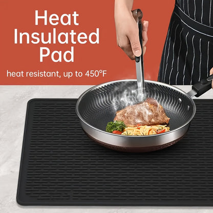 Silicone Electric Stove Top Cover Mat 28"x20" – Heat-Resistant Up to 450°F, Non-Slip Washable Ceramic Glass Cooktop Protector, Extra Large Flat RV Range Cover & Multipurpose Kitchen Mat, Black