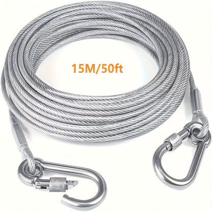 Heavy Duty Dog Tie-Out Cable 250lb with Reflective Design & Stainless Steel Swivel Hook – Tangle-Free Leash for Large Dogs – Yard, Outdoor & Camping – 30"/50ft/177" Options – Velora