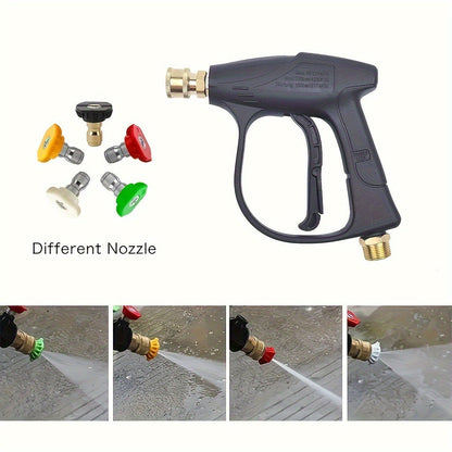 High Pressure Washer Gun 3000 PSI with 5 Spray Nozzles, 1/4" Quick Connect & M22-14 Hose Connector – Car Wash, Garden Irrigation & Patio Cleaning Spray Gun for Pressure Washers