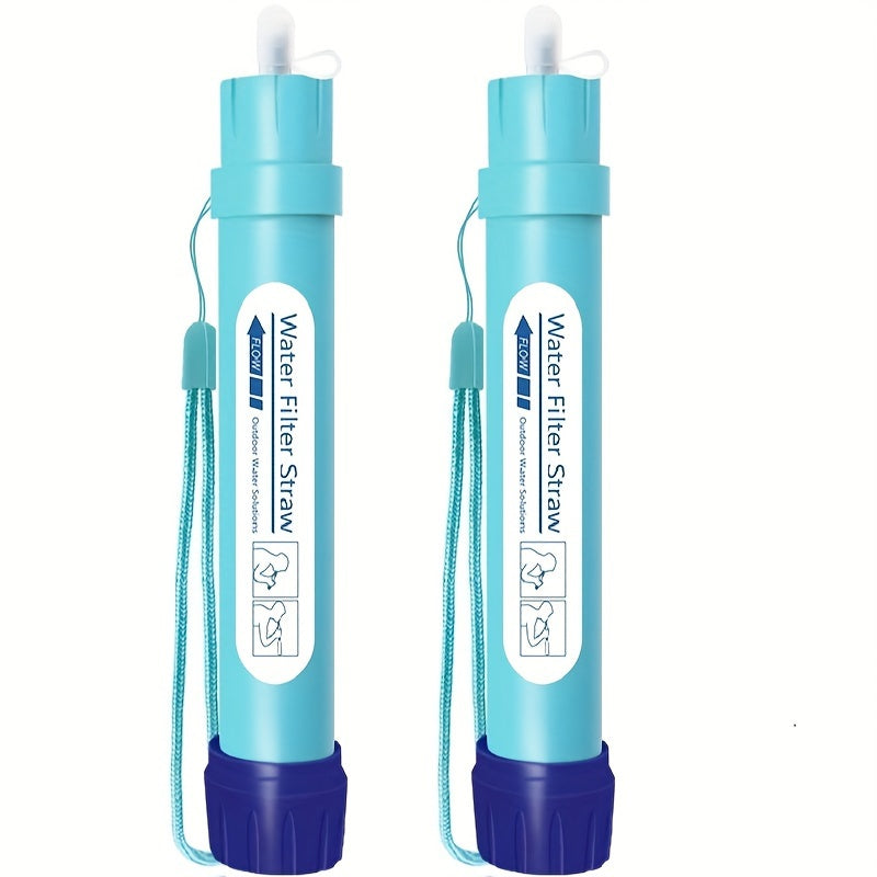 Personal Water Filter Straw 0.1 Micron 4-Stage Filtration Mini Water Purifier, Lightweight Portable Survival Gear for Hiking Camping Travel Emergency Preparedness, 1 or 2 Pack Options
