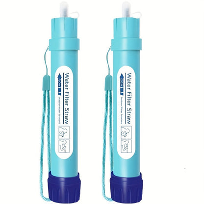 Personal Water Filter Straw 0.1 Micron 4-Stage Filtration Mini Water Purifier, Lightweight Portable Survival Gear for Hiking Camping Travel Emergency Preparedness, 1 or 2 Pack Options