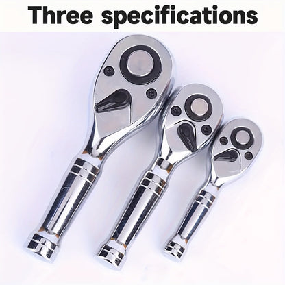 72-Tooth Quick Ratchet Wrench Set Compact Dual-Direction Short Handle Socket Wrench for Auto Repair – 3 Drive Sizes 1/4" 3/8" 1/2" – Fast Release Ratchet Handle Tool for Car Truck Mechanic